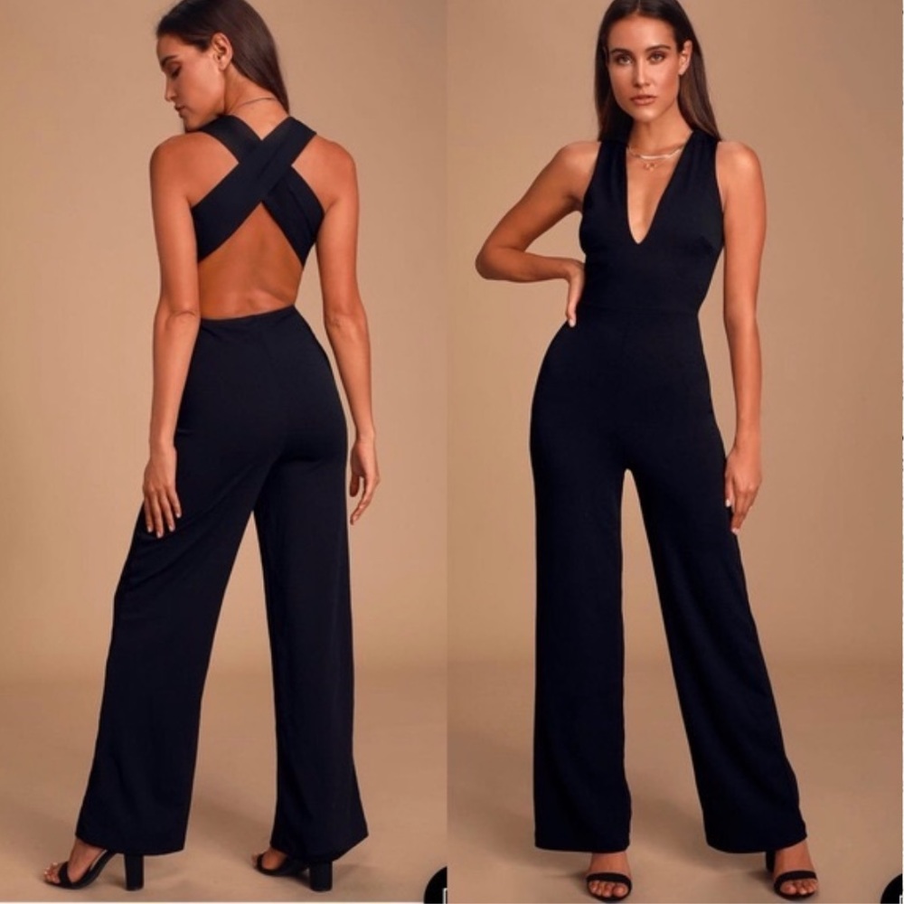 Lulu’s Thinking Out Loud Black Backless Jumpsuit